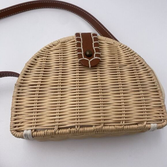 Universal Thread Target Rattan Woven Half Moon Crossbody Bag Faux Leather - Picture 2 of 10